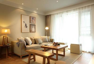 台灯休闲沙发实木茶几简约地毯原木暖色风客厅实木家具图片效果图大全- 维 .